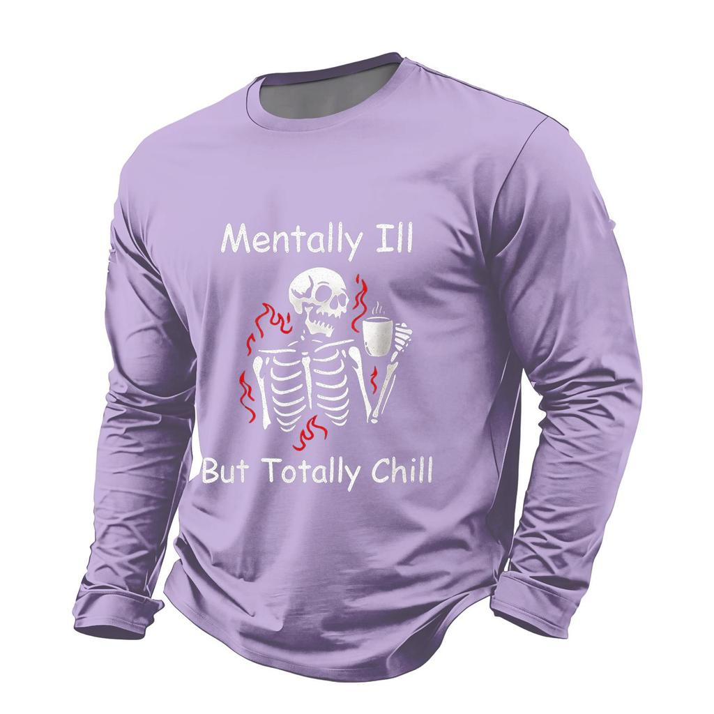 Men's Halloween Long Sleeve Crewneck Casual T-Shirt