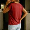 Lässiges und modisches Damen-T-Shirt mit V-Ausschnitt und kurzen Ärmeln