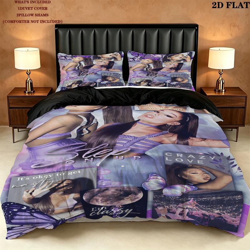 Ariana Grande Bedding Quilt Set Quilt Cover Pillowcase Home Decoration Birthday Gift (1 * duvet cover + 2 * pillowcase, without core)