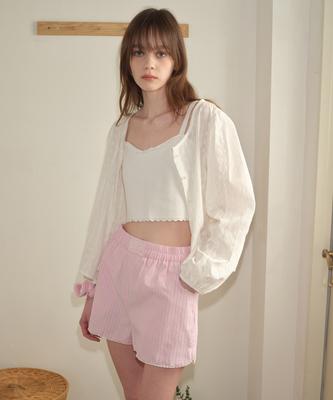 MARGARIN FINGERS Striped Lace Shorts (Pink)