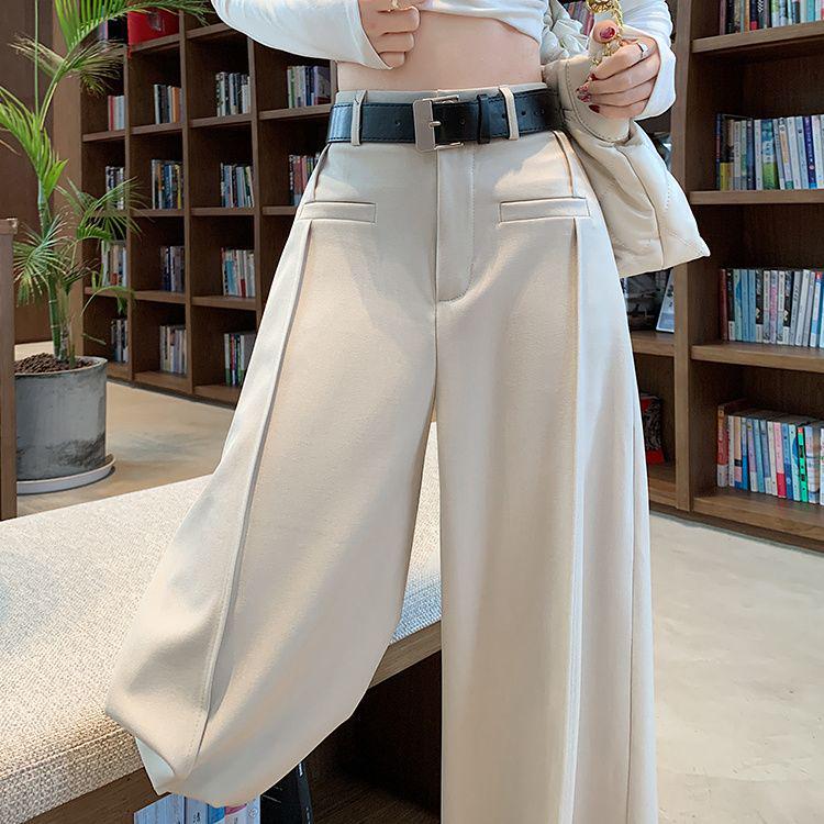 

Gray Women s Spring/Summer 2026 High-Waist Drape Slimming Straight Loose Floor-Length Suit Pants 2XL [135-150 lbs]