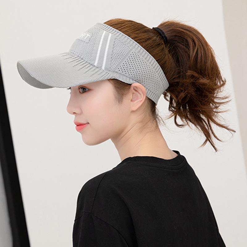 Women's Lightweight Breathable Knitted Ponytail Sun Hat - UV Protection, Topless Design for Sports