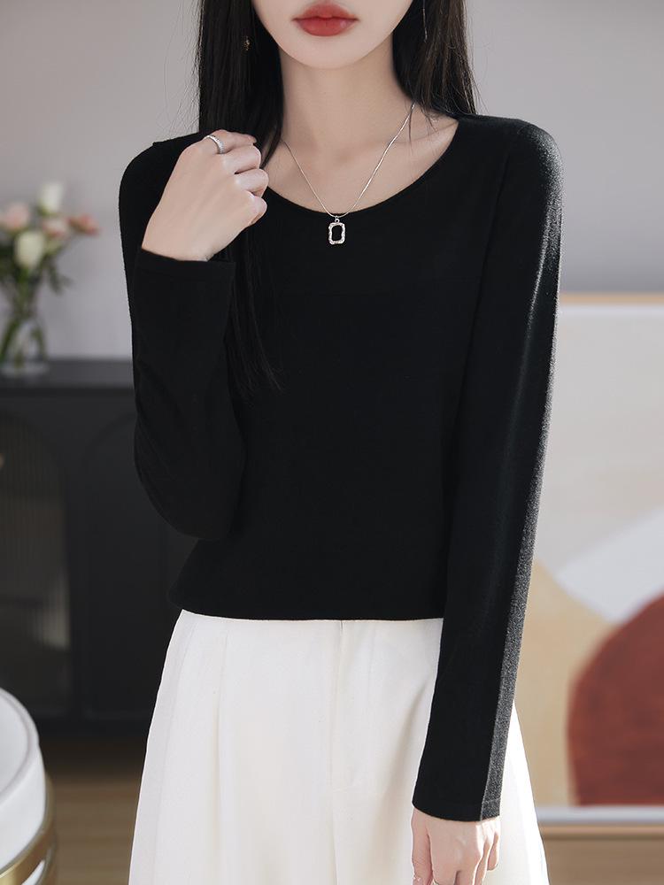 

2025 Slim Fit French Wool Crew Neck Knit Sweater - Long Sleeve, Fashionable for Spring & Autumn Extra Large чорний