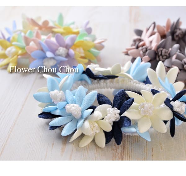Flower Hair Pastel and Dark Scrunchie Hair Dusty Blue Luxury's Tie, Colors, Accessory, J3S,