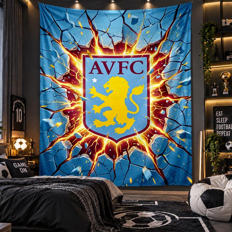 Wall Hanging Tapestry Aston Villa Football Print Cloth for Living Room Bedroom Home Decor