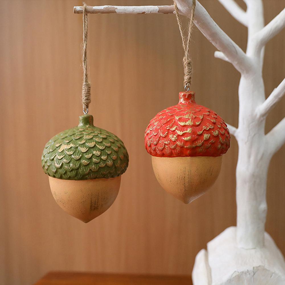 Christmas Tree Wood Ornaments Acorn Star Shape Hanging Rustic Christmas Ornaments Window Display Decor Christmas Crafts Gift Decor