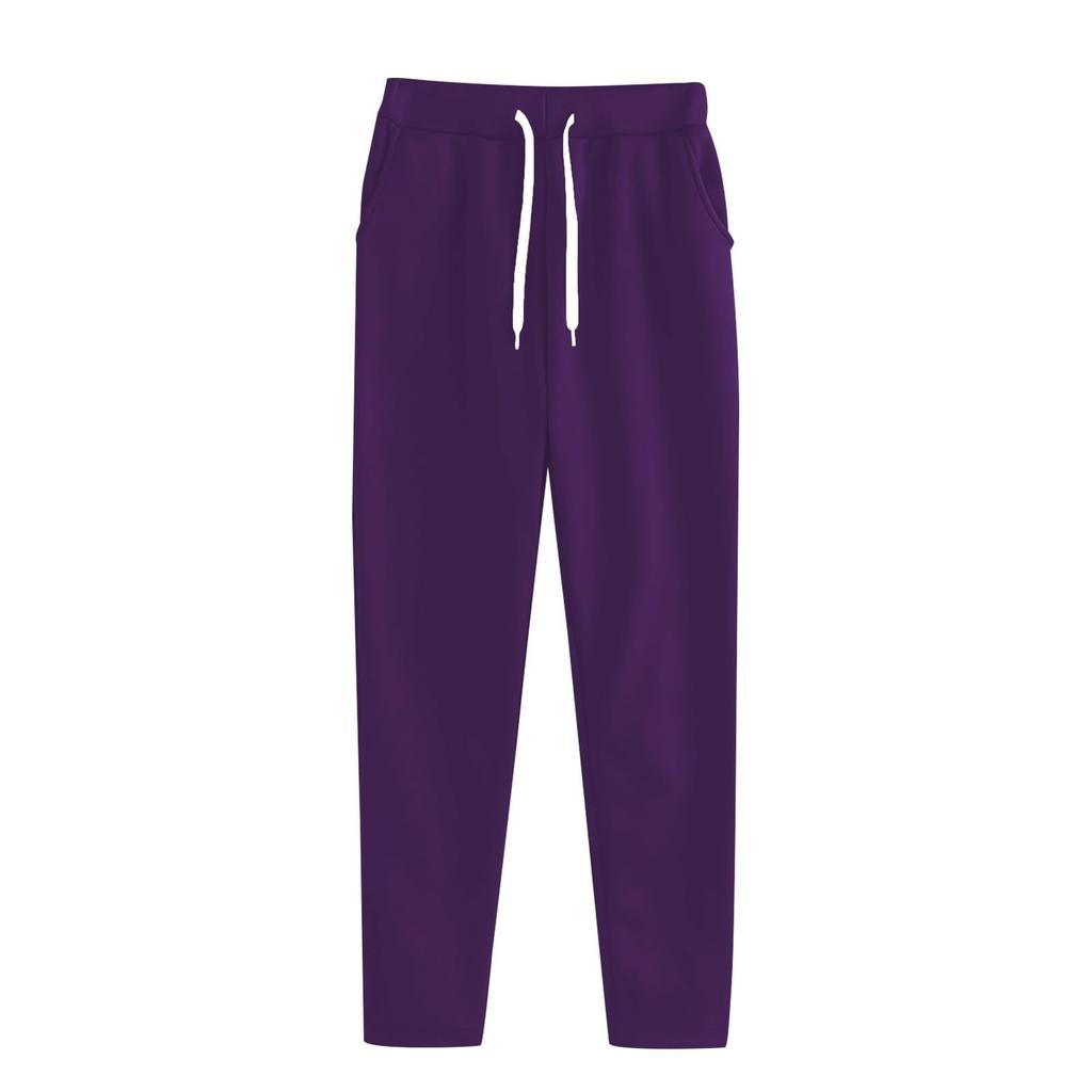 Pantaloni de trening casual de primăvară pentru femei, pentru toate cele patru sezoane, culoare uni, cu talie elastică și buzunare cu șnur