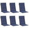 High Back Cushions 6 Pcs Navy Blue Fabric