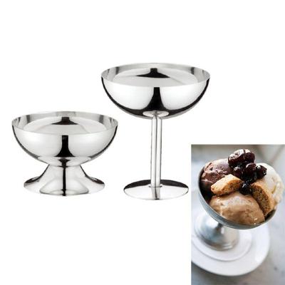 Stainless Steel Goblet Cup Ice Cream Dessert Salad Bowl Fruit Plate Dish KTV Bar Supplies