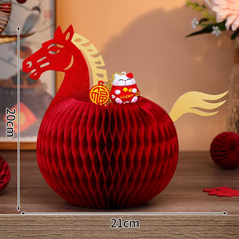 Horse Shape Ornaments For  Chinese New Year Desktop Parper Honeycomb Balls Festival Party Gifts Room Decoration