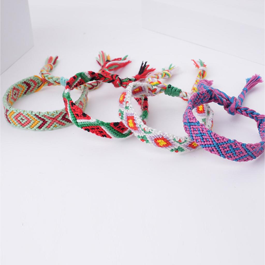Watermelon Geometric Woven Bracelet Unisex Bracelet Adjustable Cotton Wristband Wrist Jewelry for Casual or Formal Wear