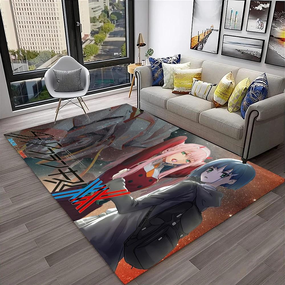DARLING In The FRANXX Cartoon Zero Two Sexy Girl Carpet Rug for Home Living Room Bedroom Sofa Doormat Decor,Non-slip Floor Mat