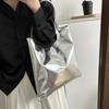 Glossy Tote Bag Women Shiny Solid Color Shoulder Bag High Capacity Faux Leather Handbag for Date Street Party Shopping