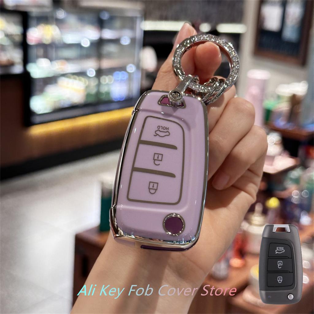 Key Fob Cover with Keychain Lanyard for For Hyundai Elantra Solaris I30 I35 I40 IX35 Sonata Santa Fe Tucson Verna Celesta Accent