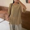 Women's Plus Size Korean Style Loose Knit T-Shirt - Spring 2025