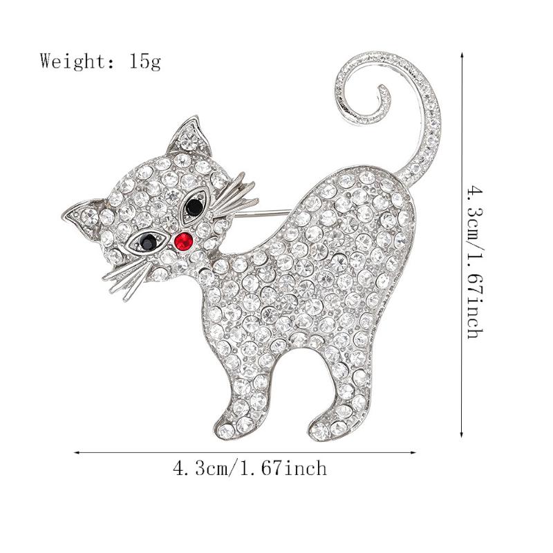 Rhinestone Cat Brooch Cute Animal Crystal Kitty Brooch Pin Women Coat Dress Scarf Jewelry Accessories