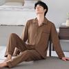 Pure Cotton Pajamas Men'S Spring And Autumn Cotton Long-Sleeved Suit Simple Large Size Can Be Worn Outside Loungewear Men