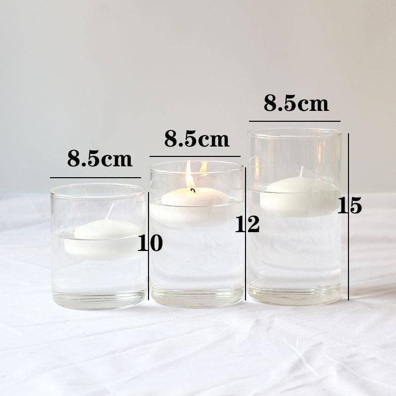 Glass Candle Holders for European Romantic Dinner, Wedding, Birthday, or Hotel Events - Floating Water Candles Included