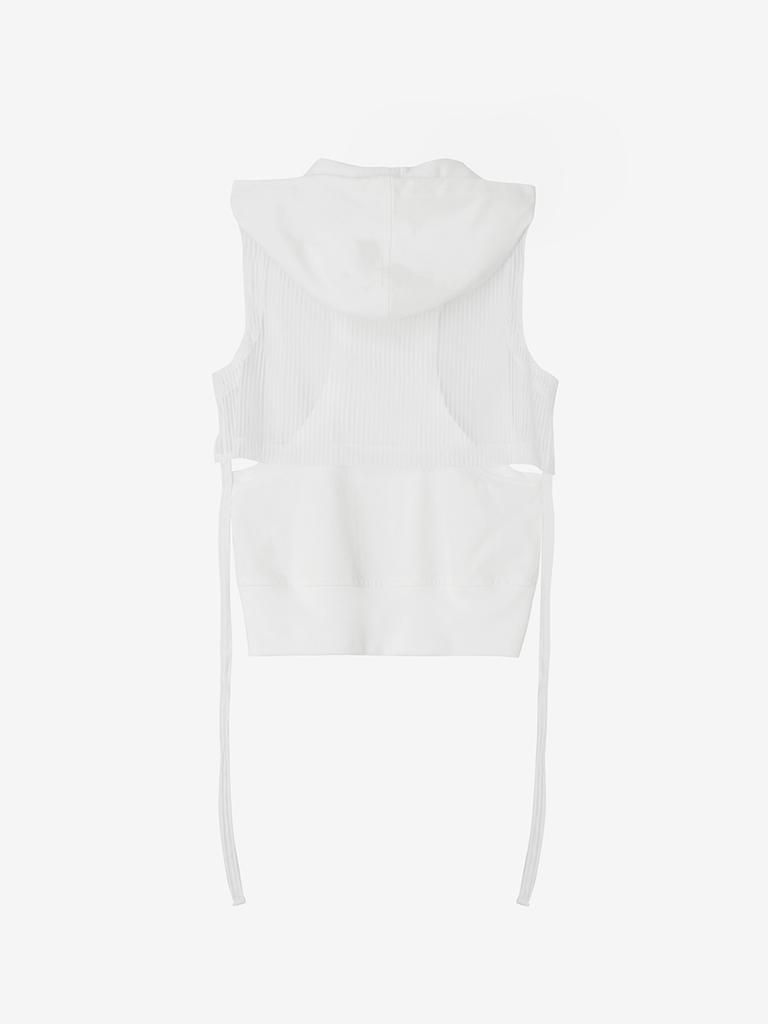 Lige Layered Hoodie Vest_Mesh White