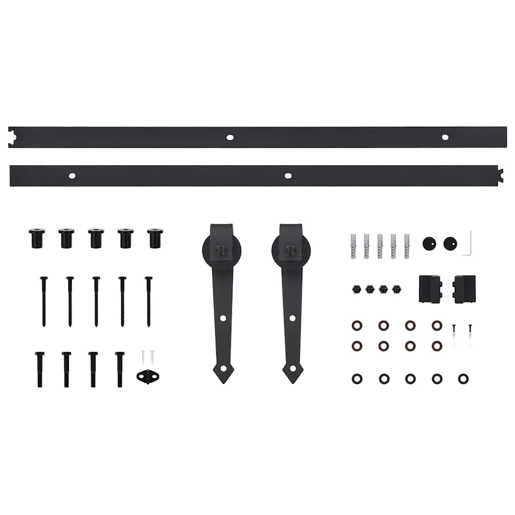 Vidaxl System for Sliding Door Installation Skien, 200 Cm, Steel, Black