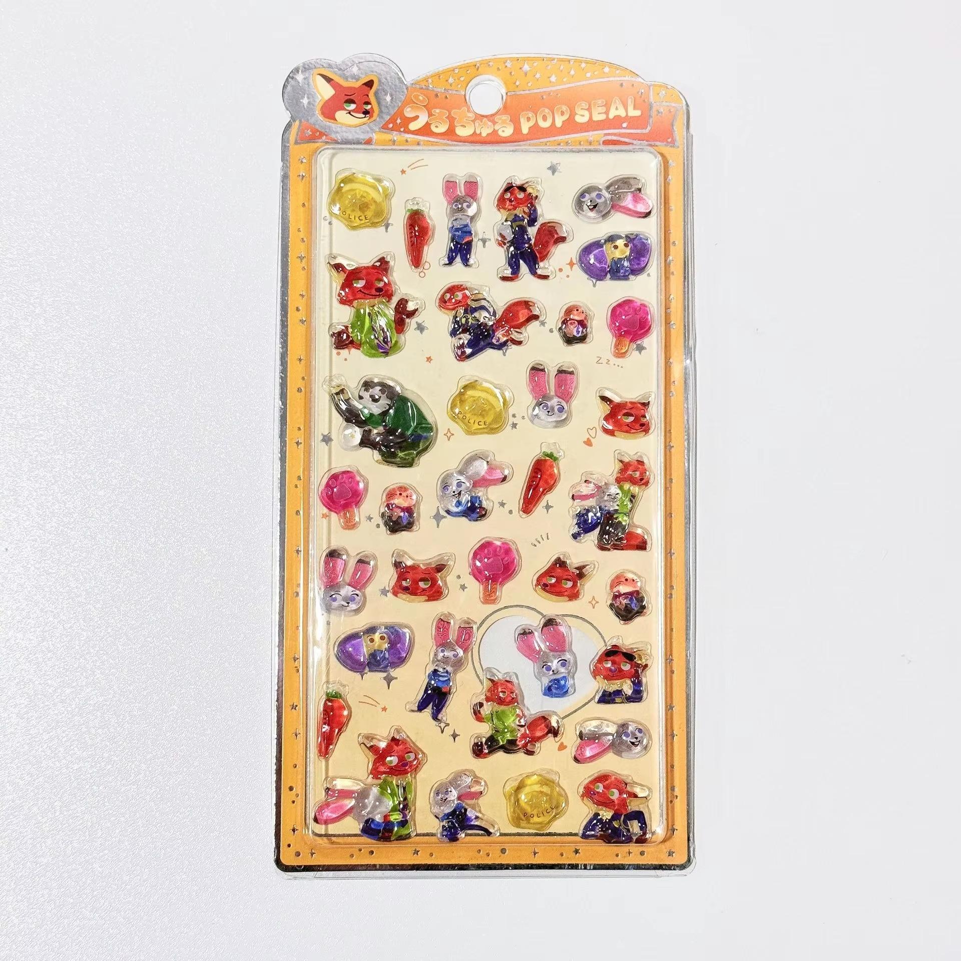 Zootopia 3D Epoxy Resin Stickers Solid Crystal Embossed Cute Cartoon Decorative Stickers For Kids Laptop Phone Case Decoration