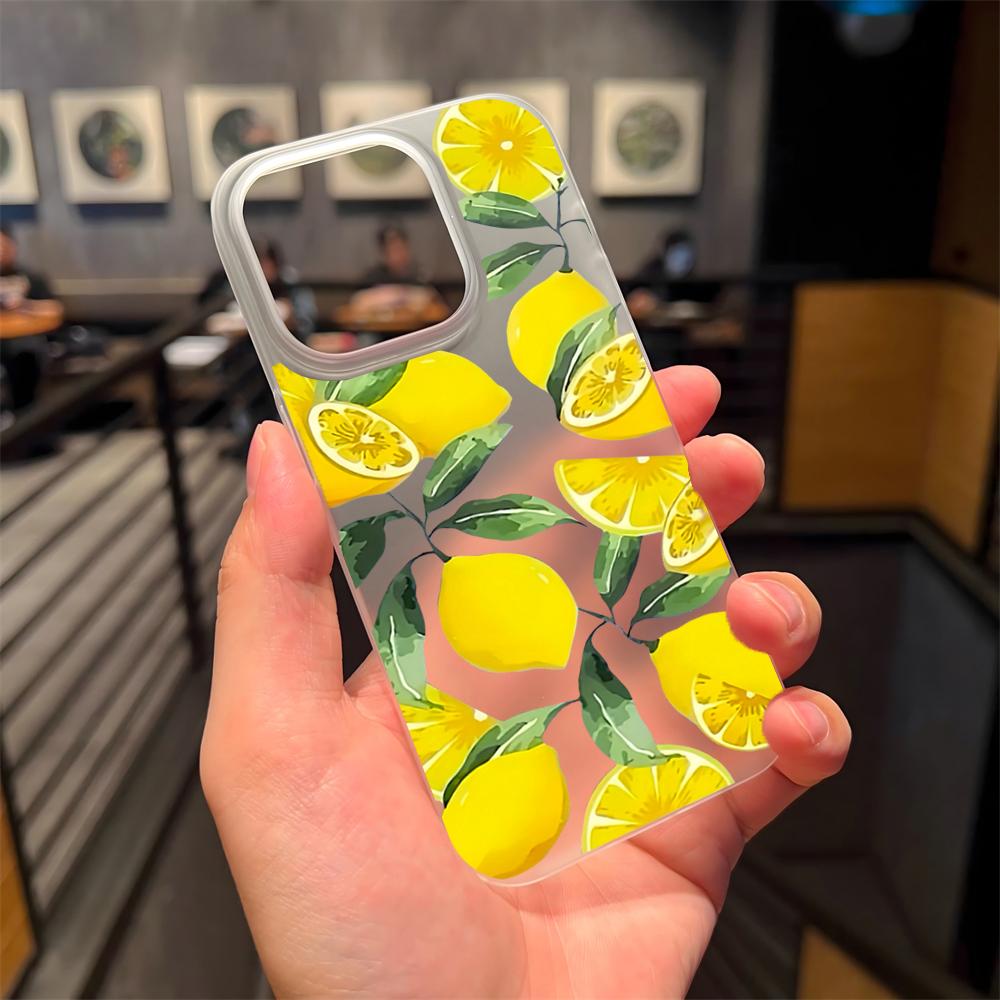 Lemon print Matte Case for iPhone17 12 13 11 14 15 16 Pro Max Xs XR 7 8 Plus Soft Silicone Translucent Cover