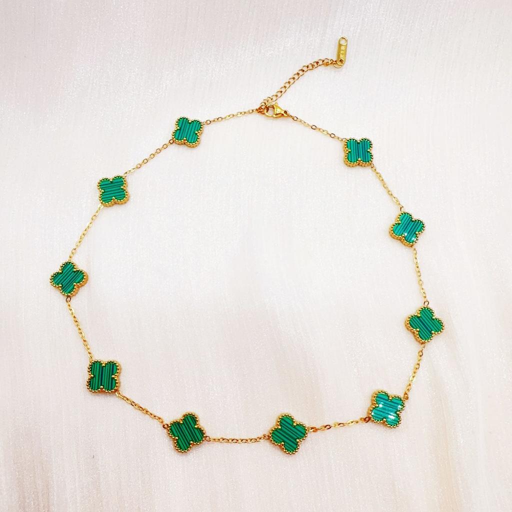 Double Sided Titanium Steel Clover Bracelet Necklace Ring Earrings Women's Non Fading Set Jewelry