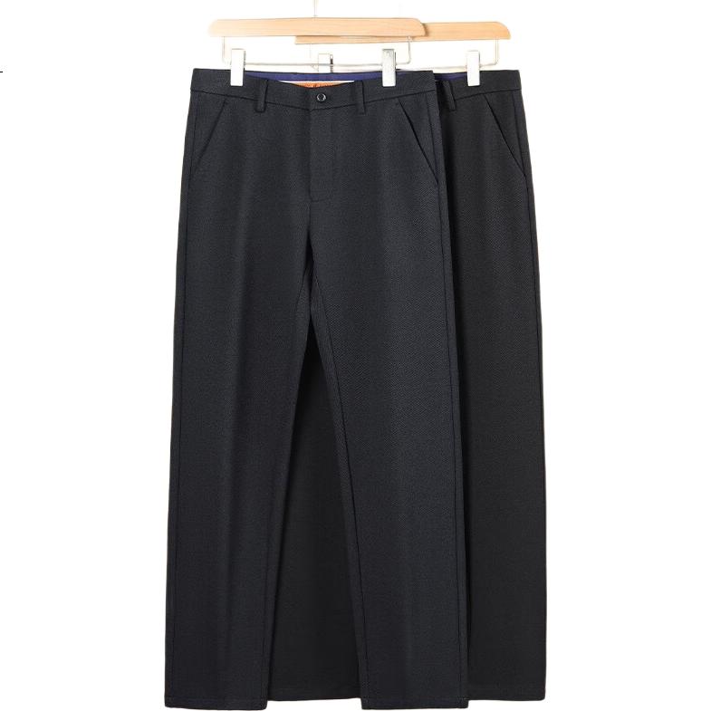 ROMON Men's Premium Wool Casual Pants High Elasticity Business Casual Trousers Autumn Winter New Mid-Age