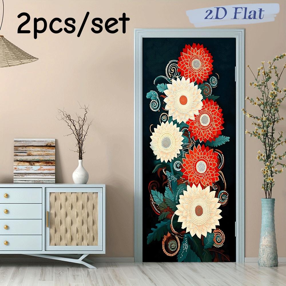 

2pcs Creative Ethnic Style Sunflower Wall Stickers Living Room Entrances Bedroom Decoration Stickers Self Adhesive Removable Wal (as the picture,38.5x200cmx2)