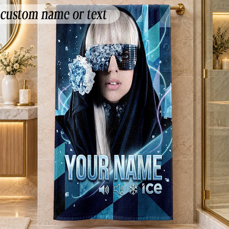 Beach TowelLady Gaga Custom Name Text Personalized Soft Towel for Beach Pool Indoor Home Decor Gift