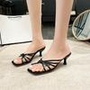 Fashion Open Toe Square Toe French Sandals and Slippers High Heels Women's Shoes 2025 Summer New Fashion Vacation Style Sandals
