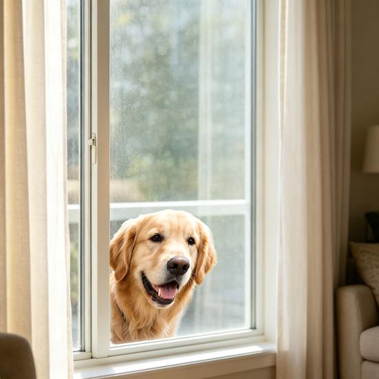 Cute Dog Peeking Window Sticker, Funny Animal Static Window Cling, Removable Double Sided Glass Decal for Room Office Home Decoration