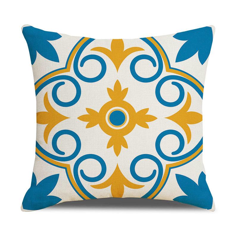 Nordic Yellow Ethnic Style Geometric Linen Cotton Linen Cushion Cover Sofa Car Interior Decoration Bedside Backrest Pillow Ins