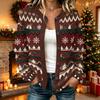 Women's Casual Christmas Print Long Sleeve Open Front Cardigan Jacket for Fall and Winter