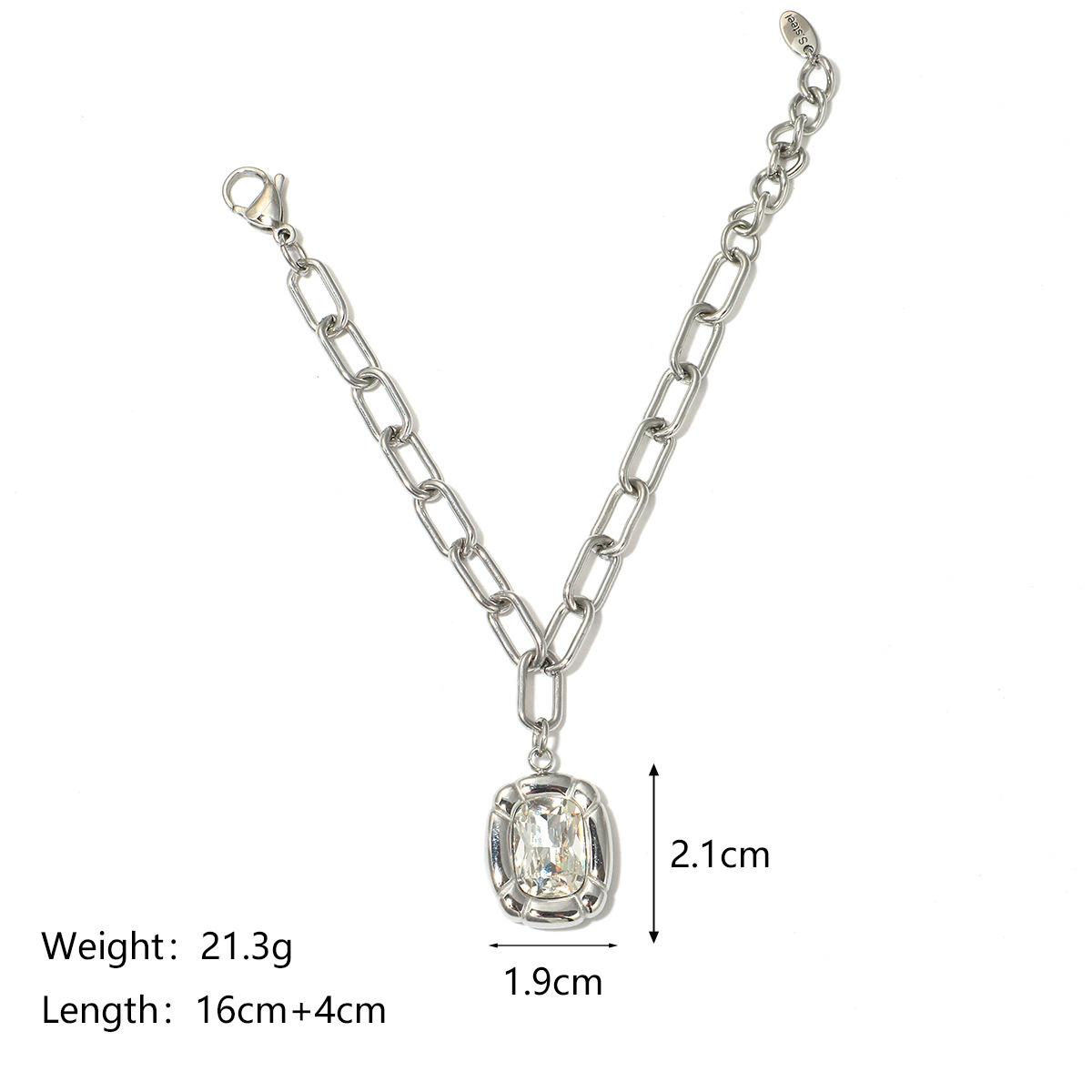 

Keen-on Necklace Earring Set Cubic Zirconia Square Pendant Fashionable Personalized PVD Plating Selected Zircon Wholesale New