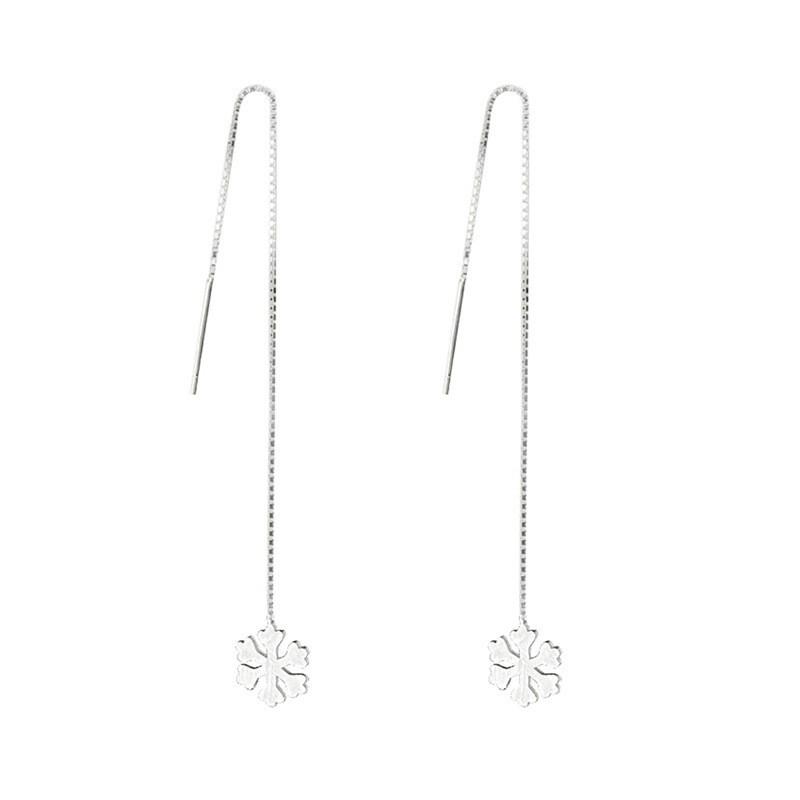 

Korean Style Tassel Long Dangle Snowflake Stud Earrings for Women - Versatile Handmade Christmas Gift