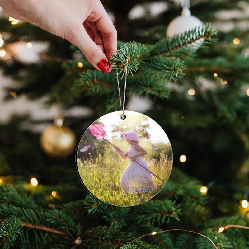 25db akril díszek szublimációs körlapok kétoldalas hőátadó függő medál fesztiválfa díszítések