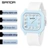 Sanda Colorful Minimalist Student Quartz Watch with 3D Scale and Waterproof Design