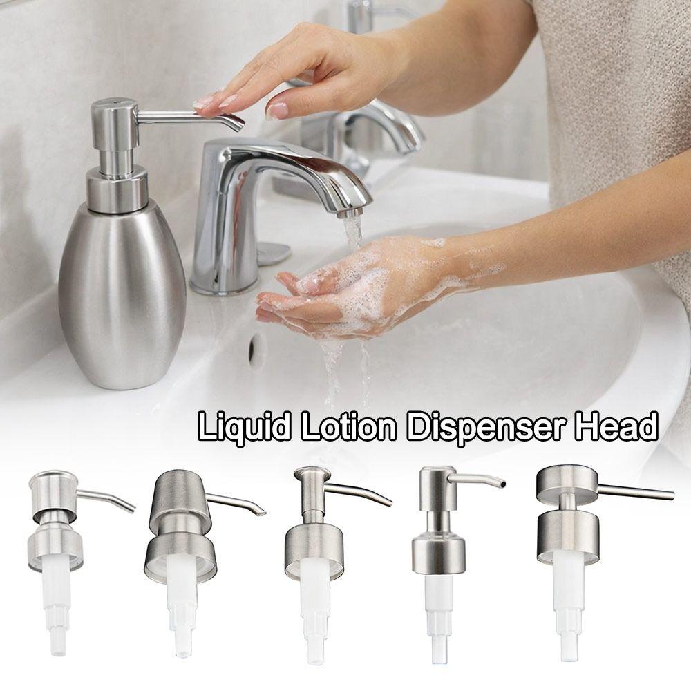 Fashion Stainless Steel Soap Pump Head Reusable Replaceable Shampoo Pump Tube 28 Thread Liquid Lotion Dispenser Head