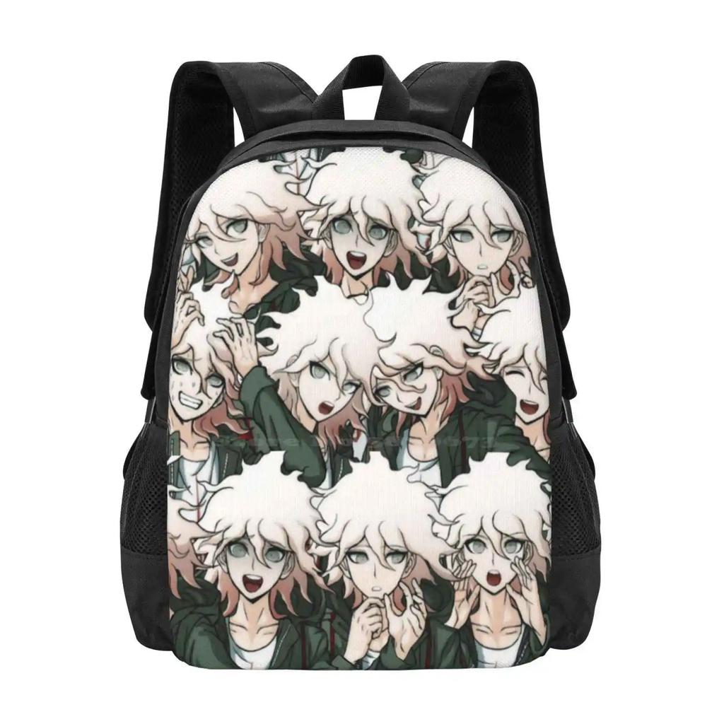 Nagito Komaeda Pattern Design Bag Student's Backpack Nagito Komaeda Lucky Student Ultimate Despair Class 77 B Danganronpa