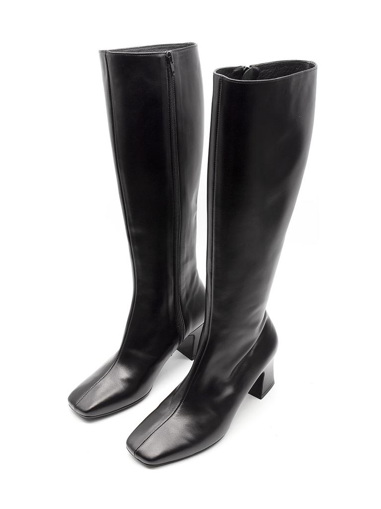 Nontheless Side Zipper Knee-High Boots / Black