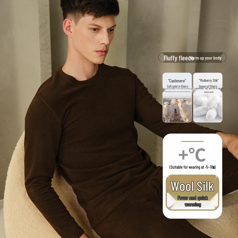 Set di Biancheria Intima Calda Foderata in Pile per Coppia: Calzamaglia Extra Spessa e Maglie a Manica Lunga in Cotone e Lana per Autunno e Inverno.