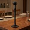 Black Pedestal Candle Holder with Round Base Sturdy for Entryway