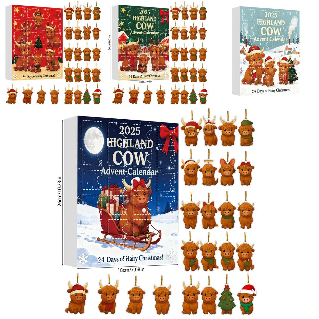 Christmas Blind Box Highland Cattle Series Acrylic Holiday Decorations For Festive Tree Ornaments And Gifts