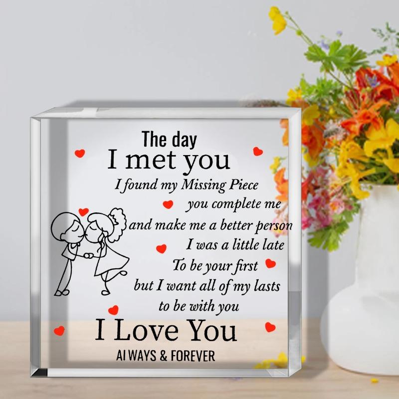 2D Flat Romantic Anniversary Acrylic Desktop Decoration Plaque, Home Decor Plaque Hanging Wall Art Decorative Garden Decoration for Room Door Signs Ha