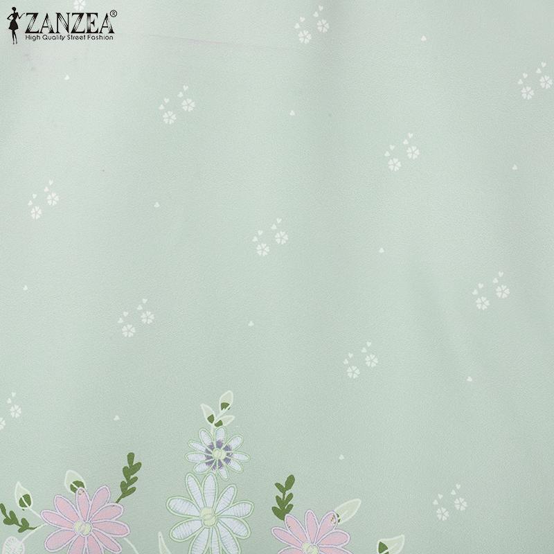 ZANZEA Kvinner Casual Rund Hals 3/4 Erme Løs Trykk Bluse