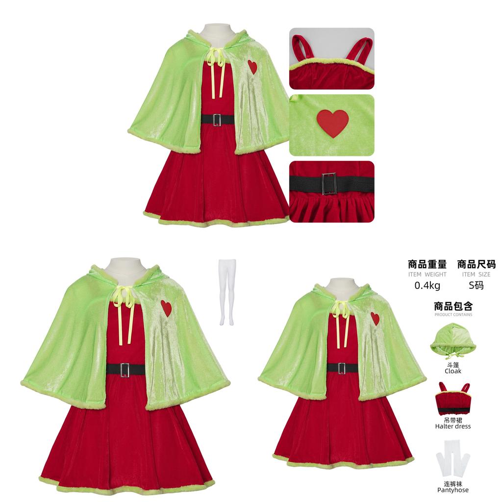 Der Grinch Cosplay Kostüm Erwachsener Kind Grünes Monster Umhang Kleid Für Anime Rollenspiel