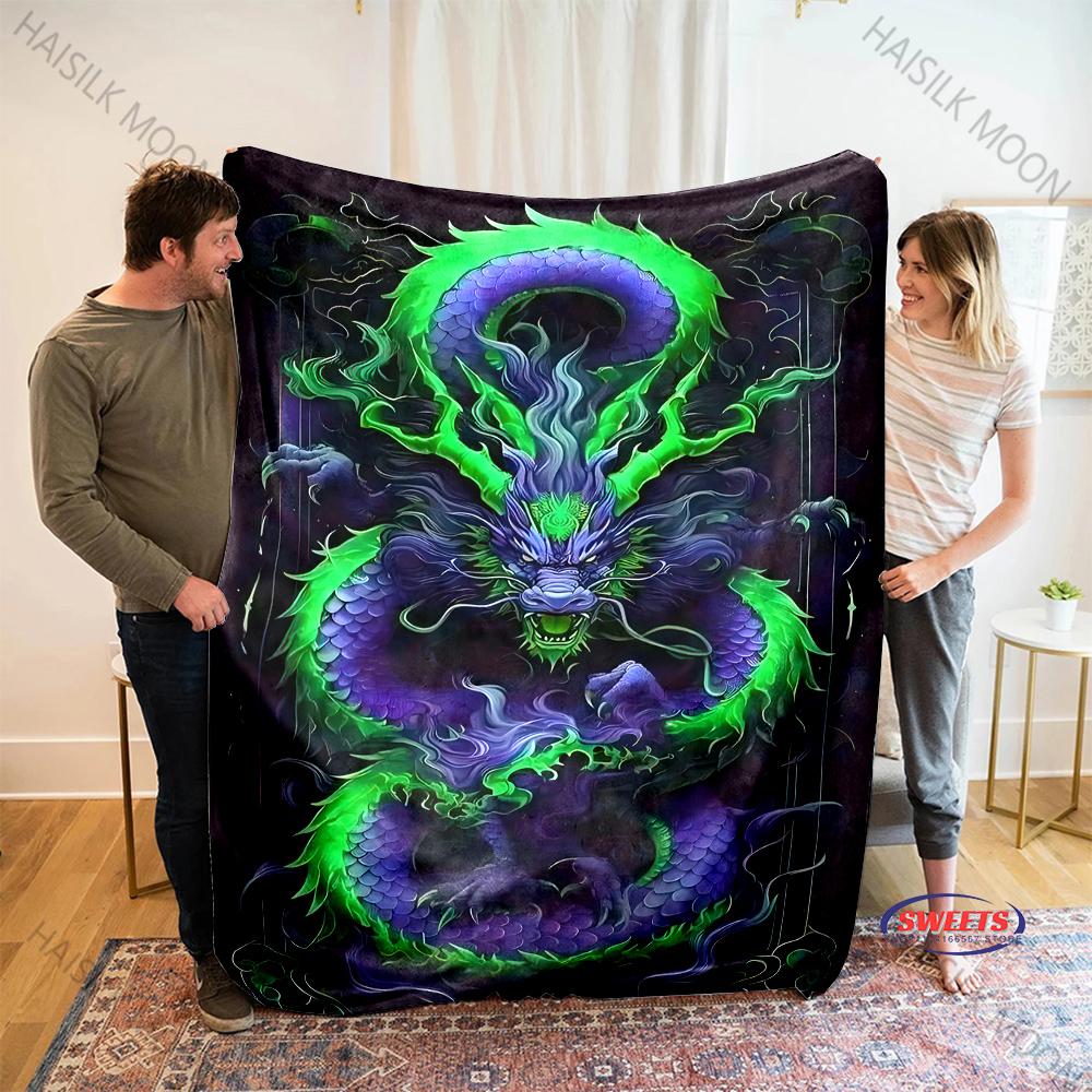 1PC Exquisite Chinese Dragon Printed Blanket Bedroom Living Room Sofa Nap Office Shawl Blanket Top Ten Holidays Luxury Gifts