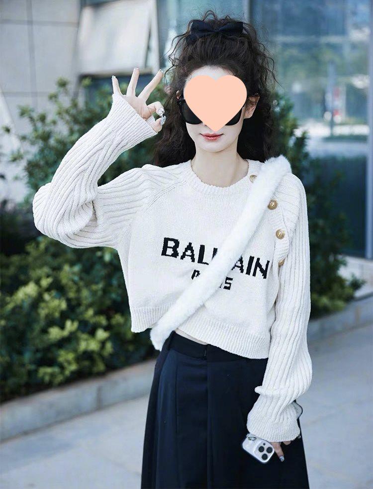 

Qi Wei Style Color Block Knit Letter Print Loose Sweater for Women - Autumn/Winter L (110-120 jin)