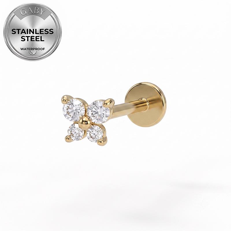 Titanium 316L Stainless Steel Luxury Snowflake Butterfly Earrings & Lip Studs